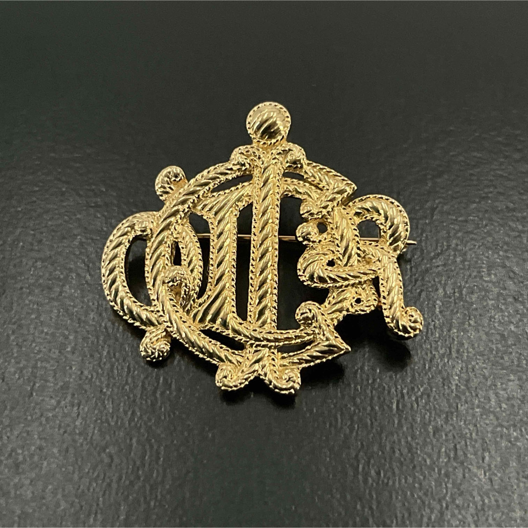 美品】クリスチャンディオール ゴールド エンブレム ブローチ