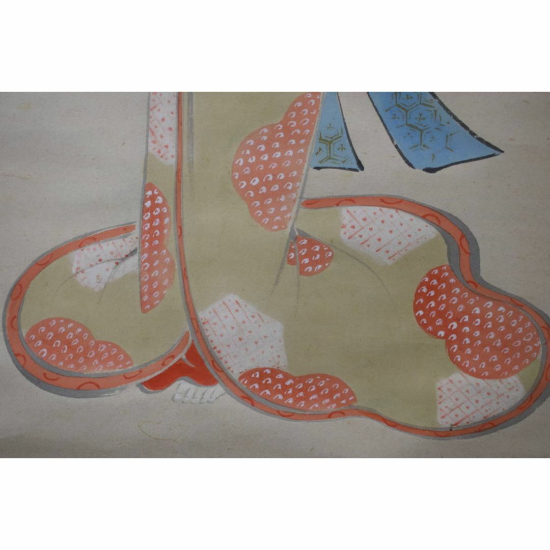 真作】羽鳥古山/美人図/掛軸☆宝船☆Z-123