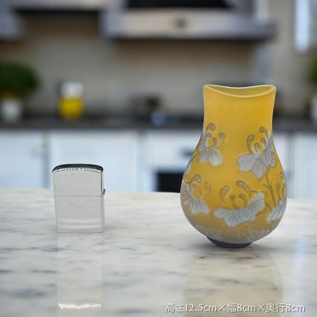 証明書付】希少エミールガレ 鉢 高さ20cm 幅9cm カメオ彫り 花器 証明