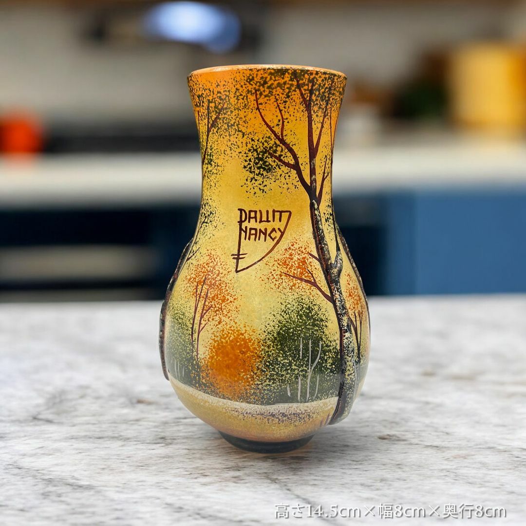 アンティークドームナンシー 薊紋花瓶 オパルセント被ガラスエナメル