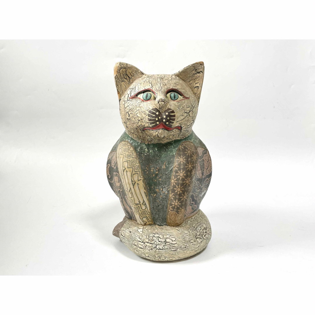 骨董 アンティーク 工芸品 民芸 民藝 ねこ 猫 置物 古布 古裂 木彫