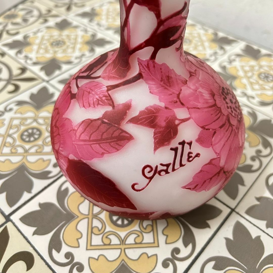 証明書付】エミールガレ 花瓶 高さ12cm 幅7cm スフレ技法 証明書