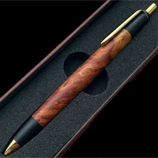 希少杢】 本花梨瘤源平（アフゼリア） シャーペン 真鍮金具 ボナンペン