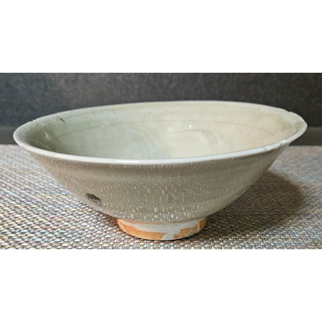 宋時代定窯白磁刻魚文茶碗影青景徳鎮唐物古賞物(C-73)