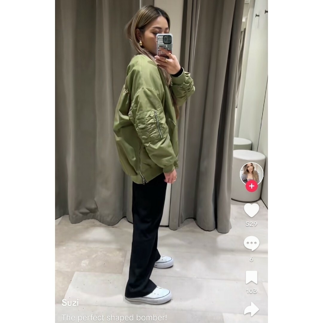 ZARA ORIGINS フライトジャケット ボンバー ボア オリーブ L ZARA