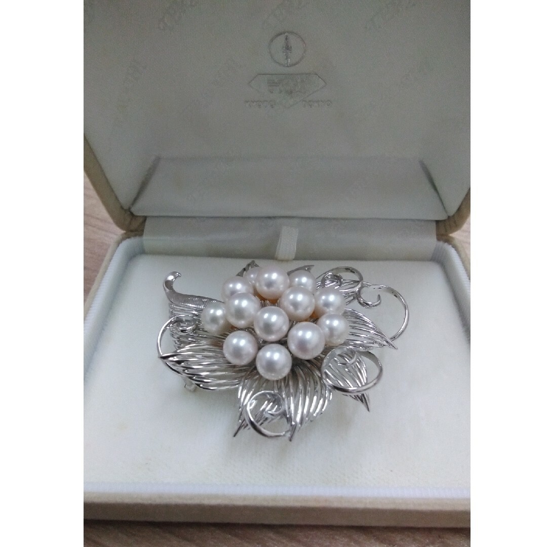 本真珠 ブローチ兼帯留 本真珠 ブローチ 帯留め SILVER950 レトロ 綺麗