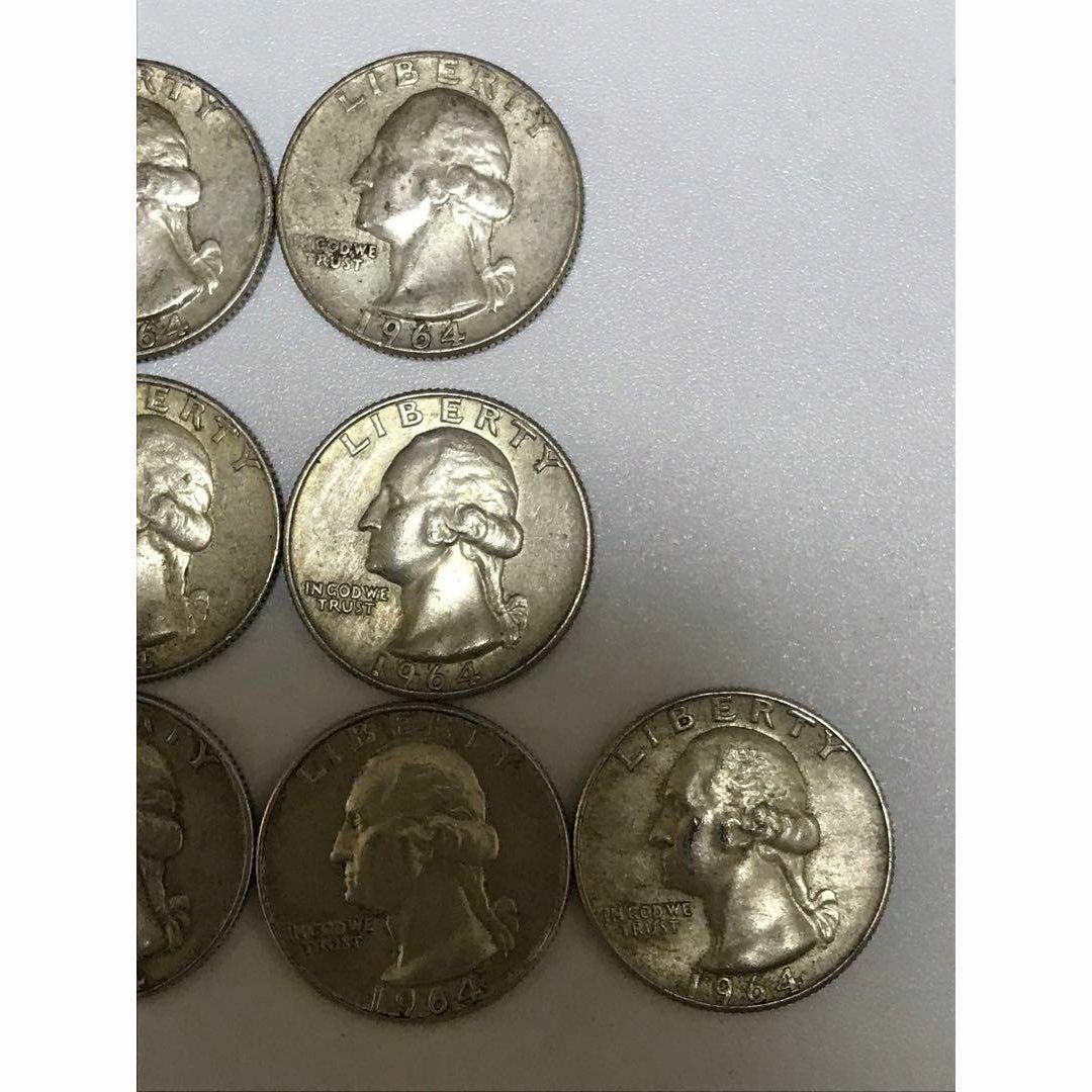 ワシントン・クォーターダラー銀貨 1964年10枚 Quarter 25セント2