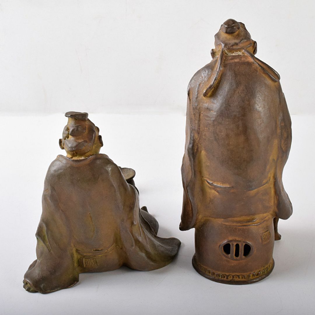 高岡銅器 名取川雅司造 蝋型鋳銅 人物像 一對 M R7910 【公式通販】