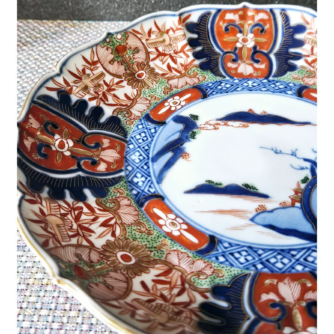 ☆華心☆ CYx-mS 大聖寺伊万里 金襴手 紋章に菊花皿 5寸皿