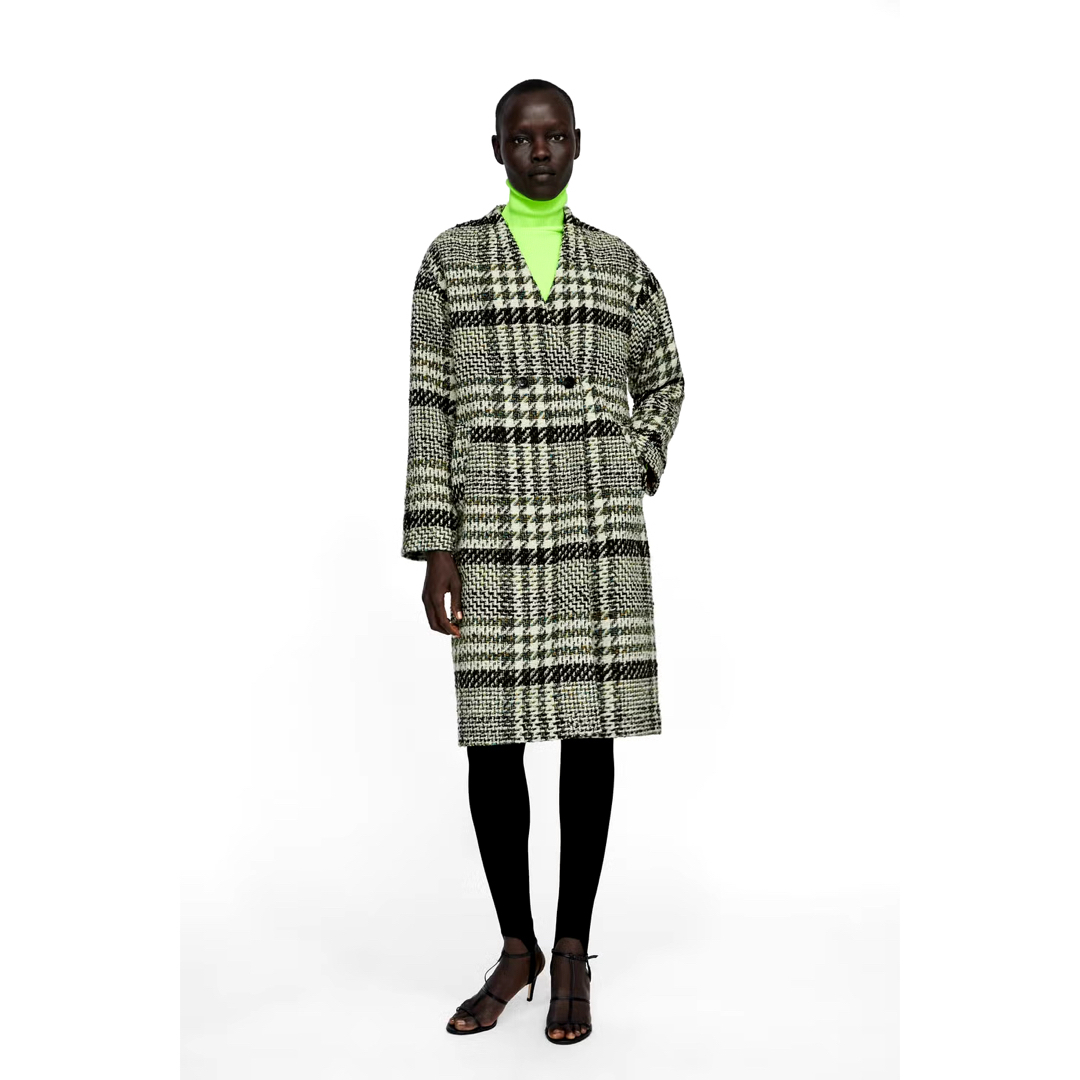 ZARA - ZARA ザラ ウール チェック チェスター コート ロング の通販