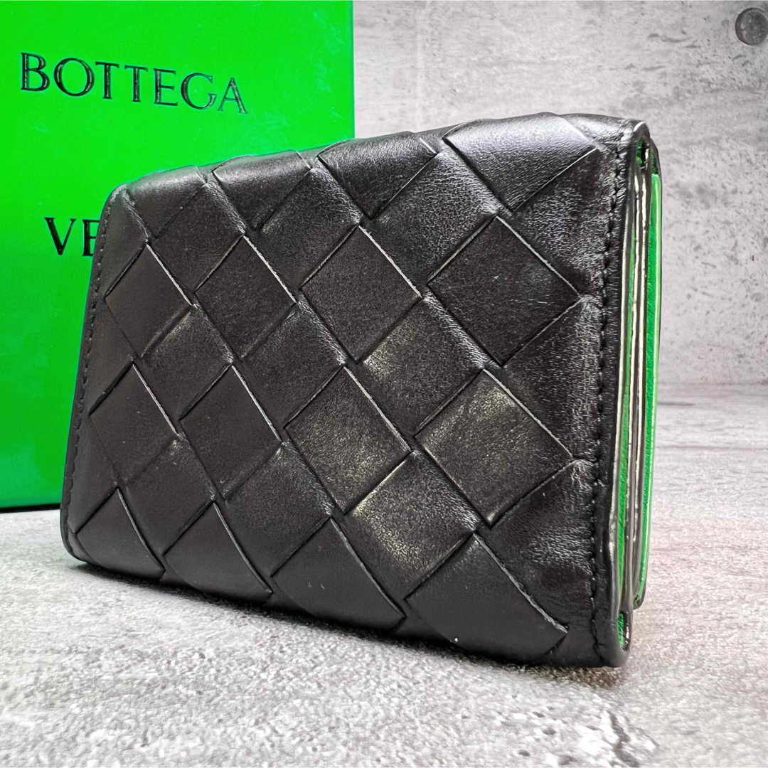 極美品/RFIDタグ✨ボッテガヴェネタ ケース イントレチャート 黒 L字