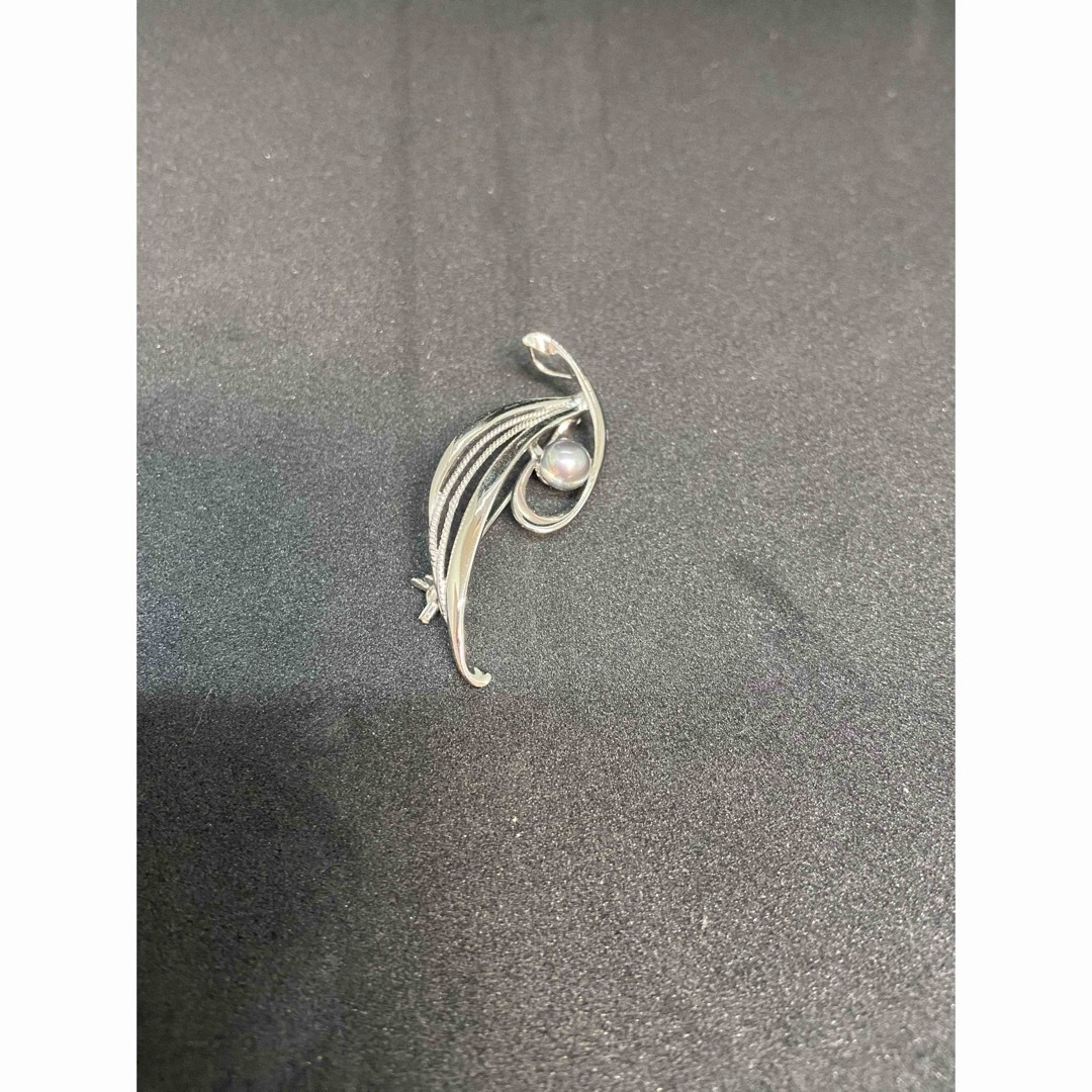 イギリス製アンティークブローチ オニキス シルバー835刻印1920年頃