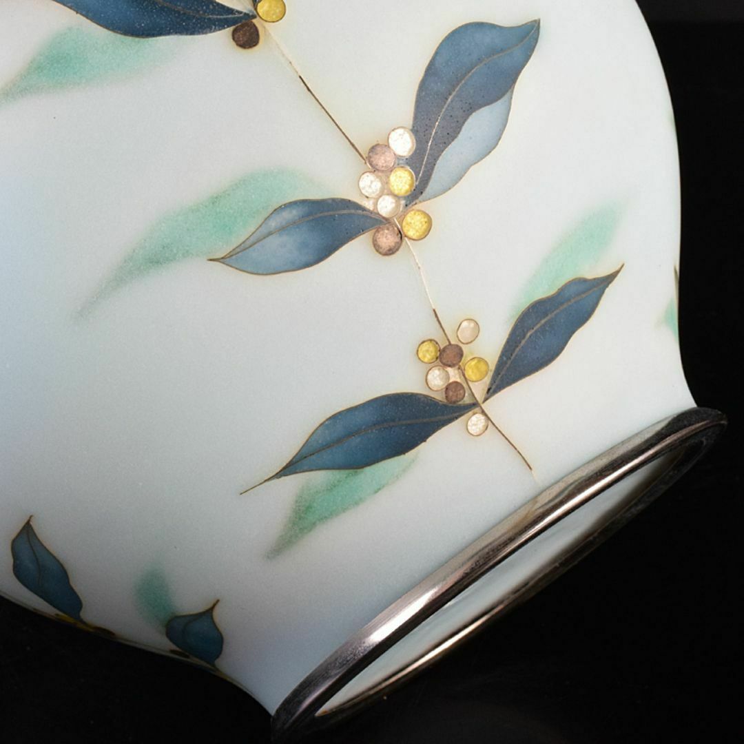 七宝焼 田村七宝工芸 田村幸夫作 草文 花瓶 台付 共箱 M R7764B 【公式