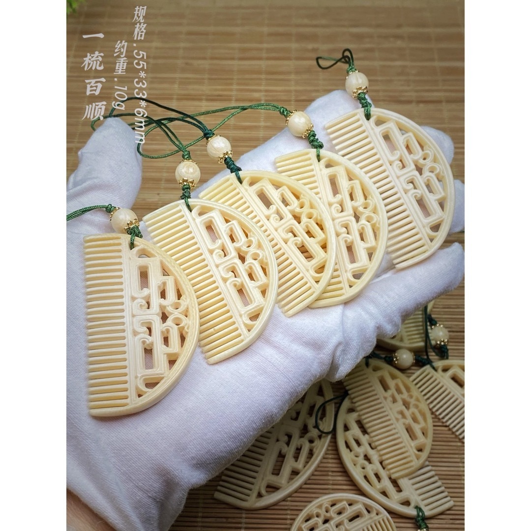 天然マンモス牙美しい手作り彫刻 鳳凰 筆筒