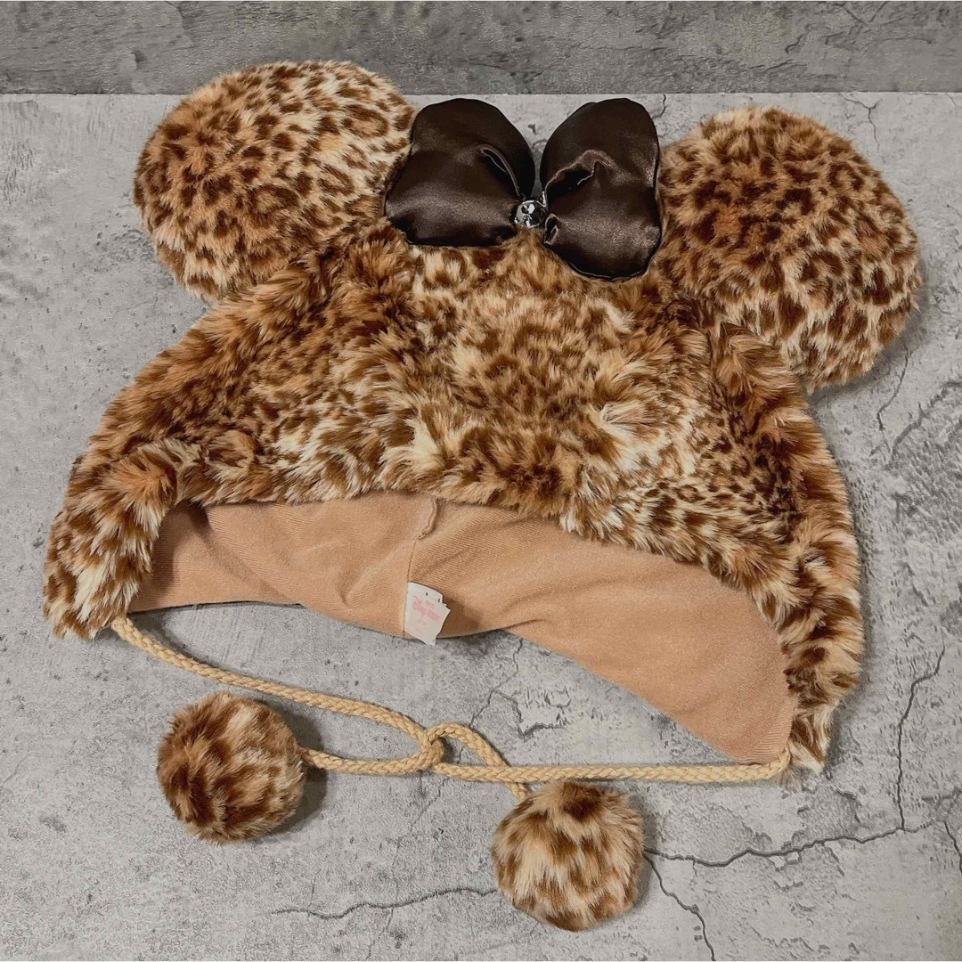 ディズニーミニーヒョウ柄マフラーキャップ