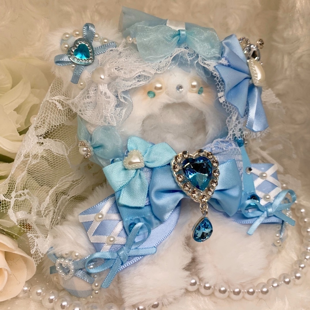 ❤︎ぬい服 おすわりぬい服 着ぐるみ 10cm にじぱぺ用 ねこ 水色