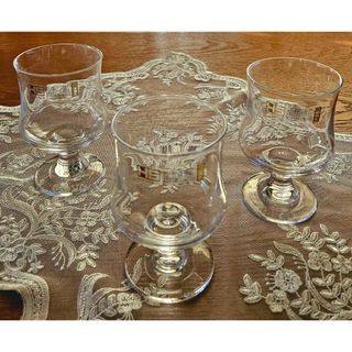 ヴィンテージ 切子 グラス カットガラス レトロ 金彩 中古 3個セット