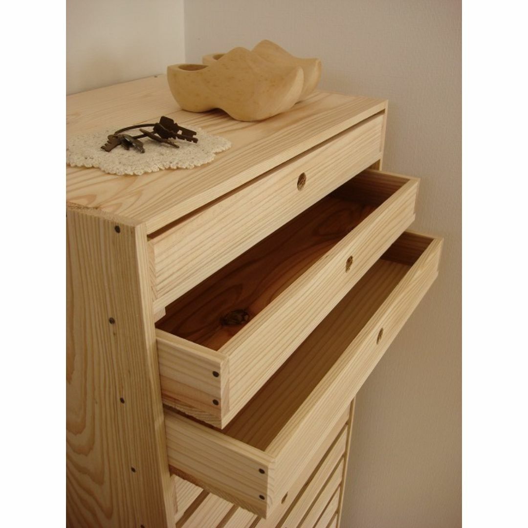 ☆サイズ変更可能☆A4丸穴7段引き出し②⁄無垢材☆木製