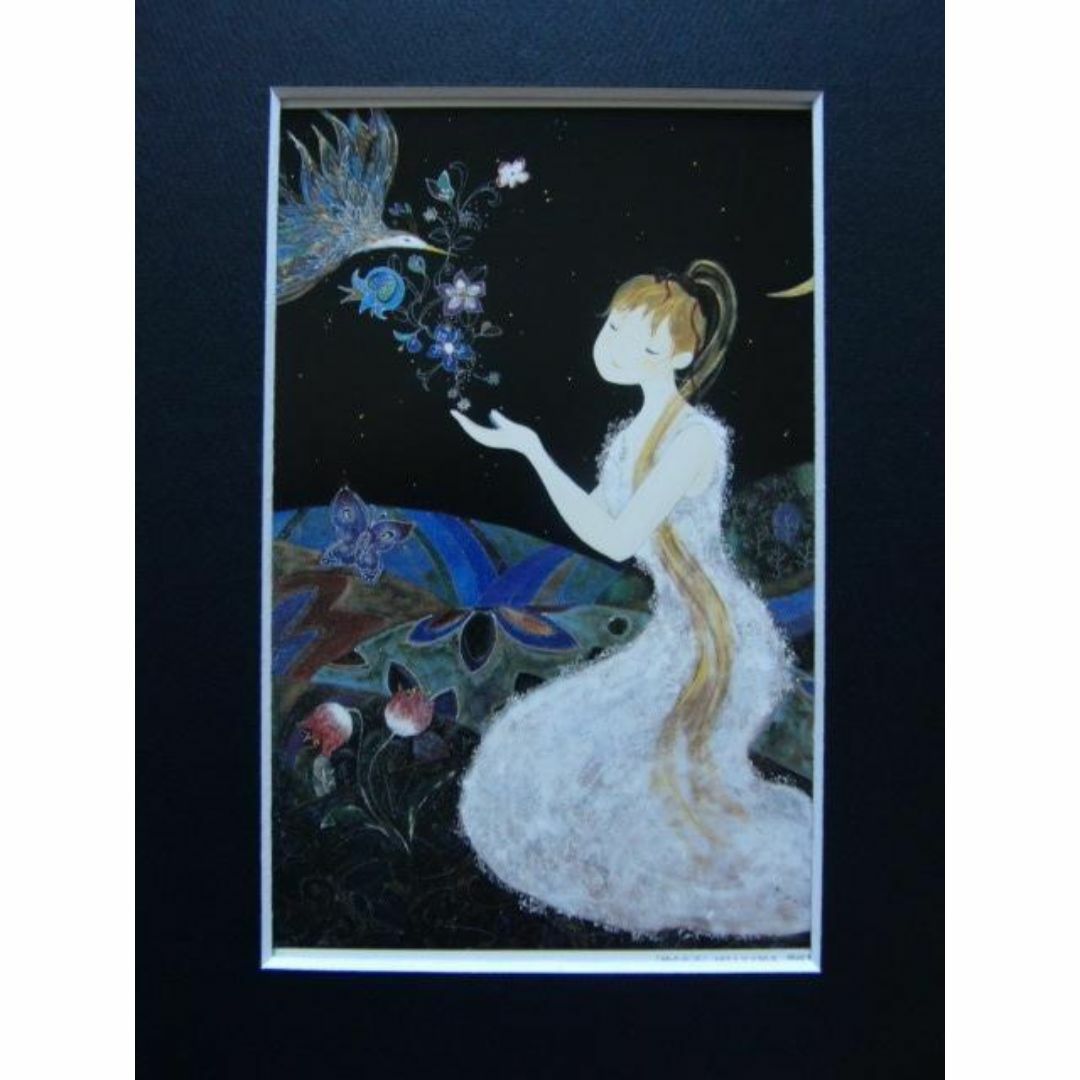 前田麻里、「月から聞いたお話」、希少画集の額装画、四季、風景、人気