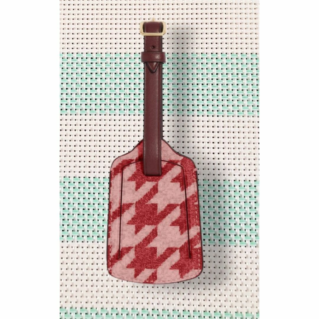 コーチ ラゲッジタグ 千鳥格子柄 ピンク トラベルタグ バッグチャーム