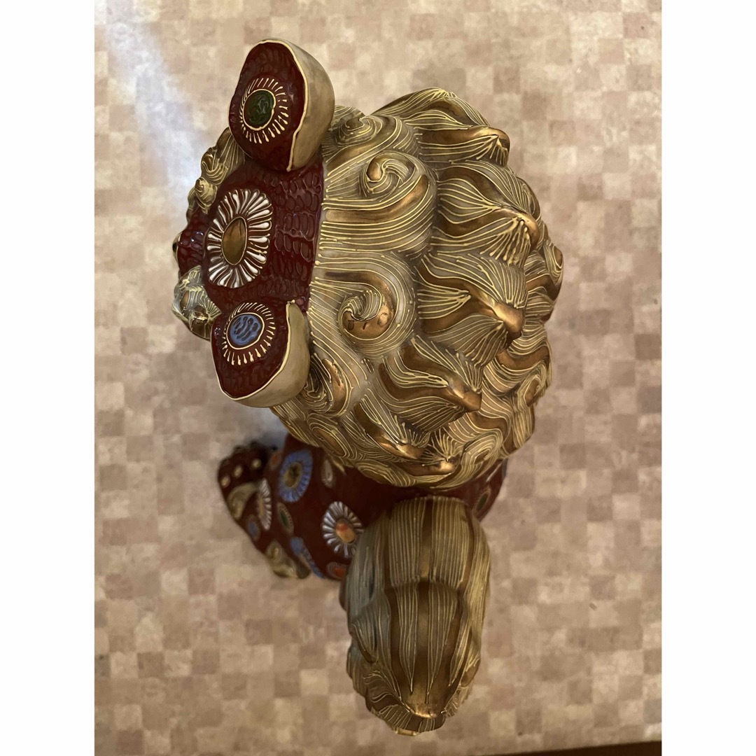 2201 九谷焼 須栄義 金彩 龍文 唐獅子 縁起物 置物 【公式通販】