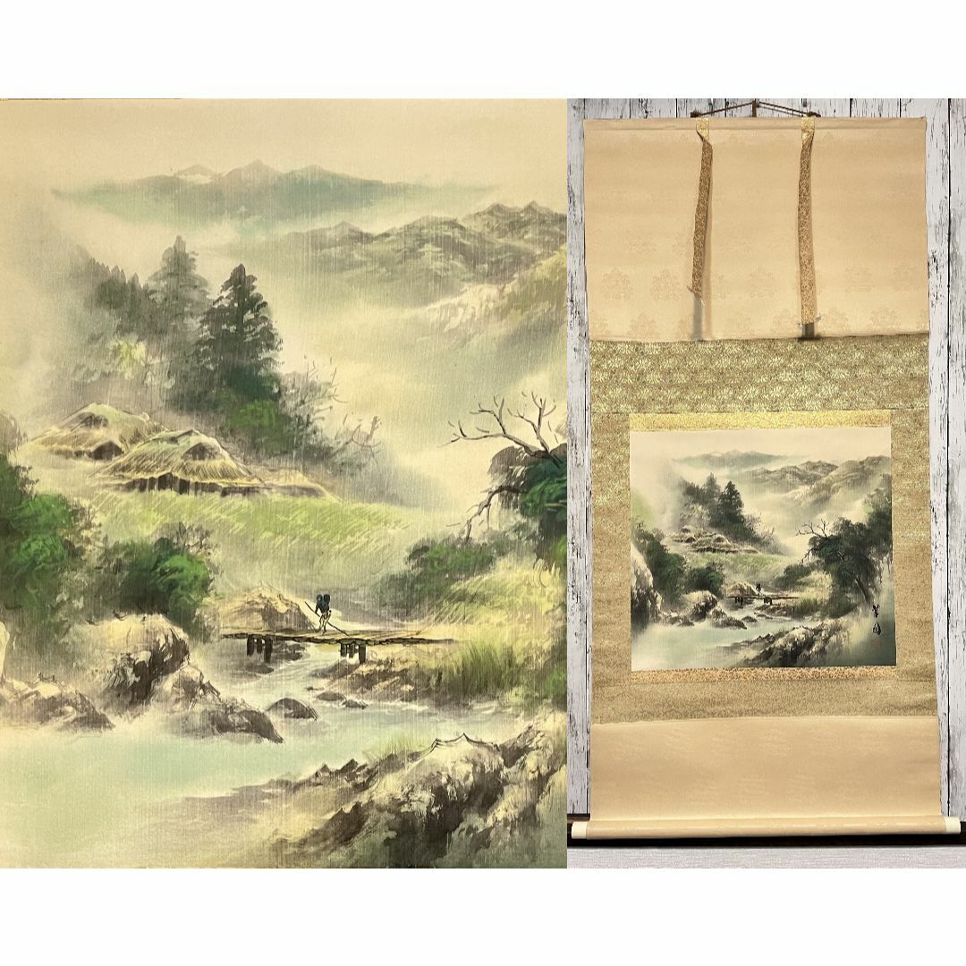 時代の掛軸 山水図肉筆保証 蔵整理不用品処理3 日本 X1042C15-1 中国古