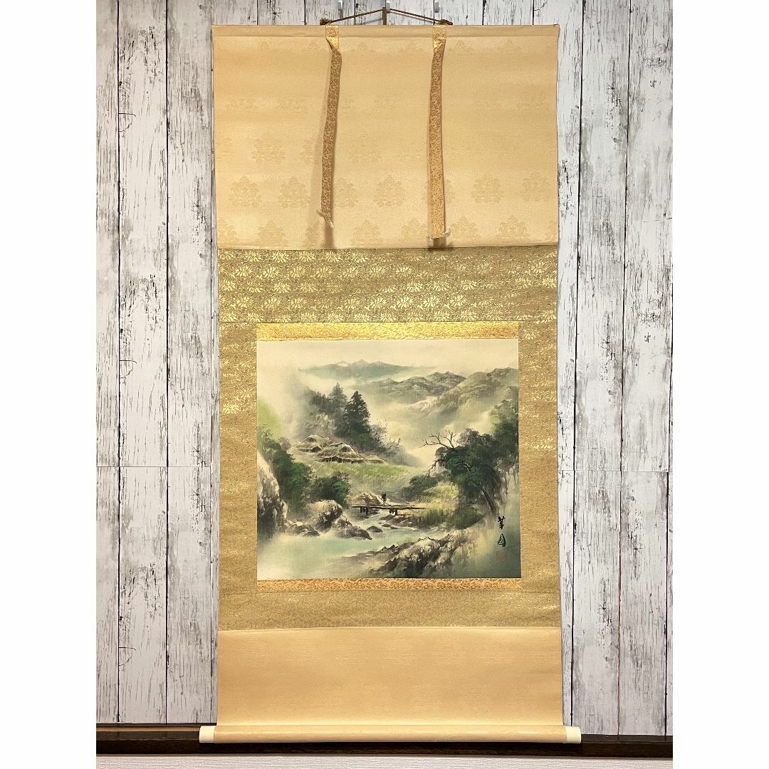 幸堂在銘 山水画 蓬莱山 掛軸 絹本 美術品 幸堂在銘 山水画 蓬莱山