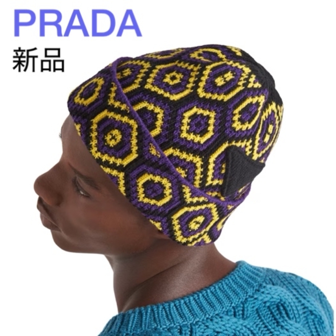 追加お値下【新品】PRADAプラダ ウール×カシミヤジャカードビーニー