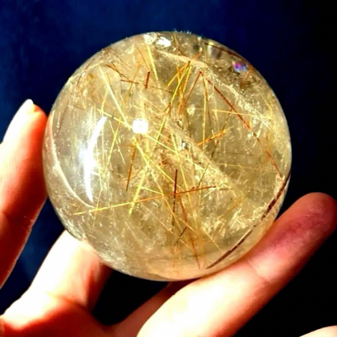 超大玉 63mm ゴールドタイチンルチルクォーツ 丸玉 スフィア 金針水晶