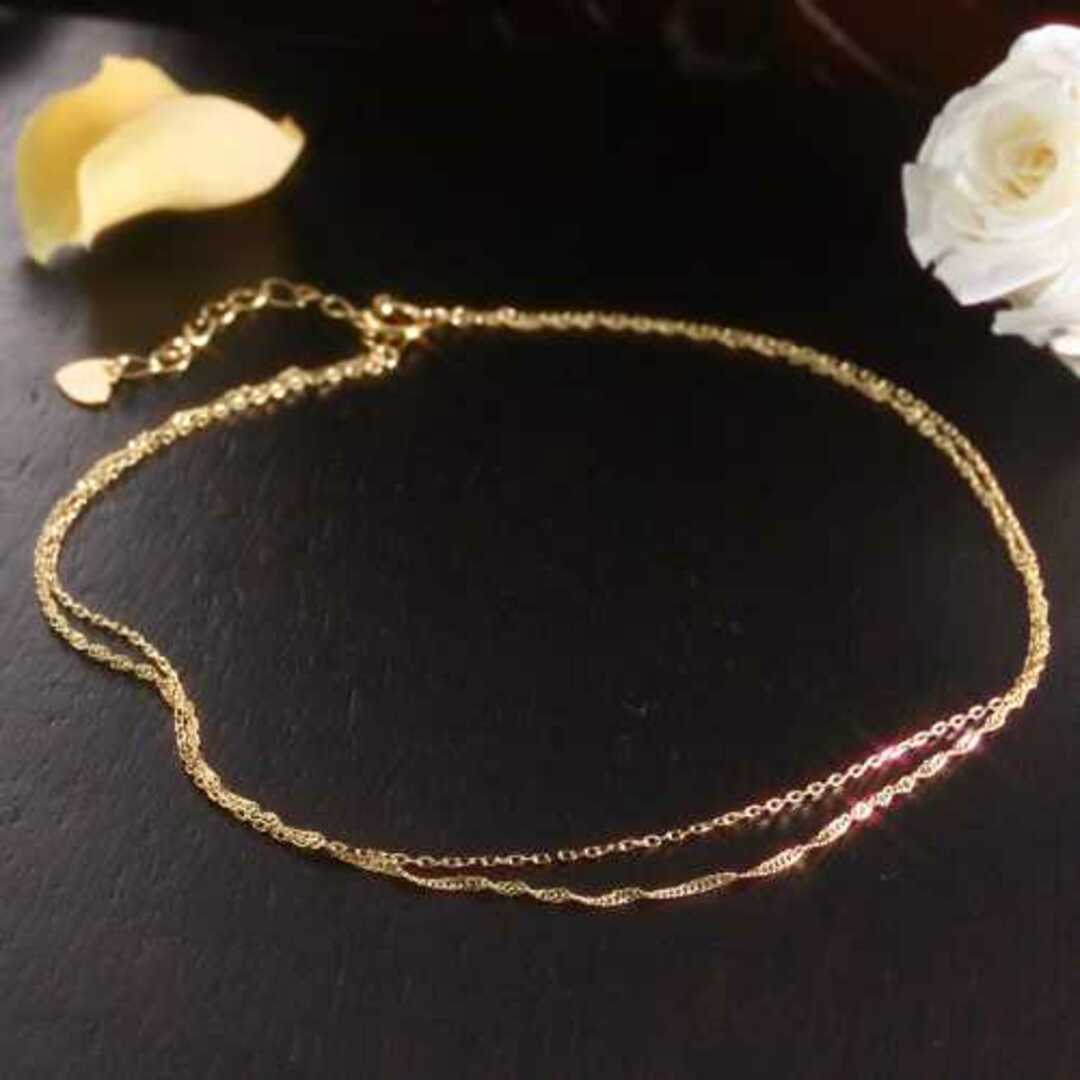 K18 アンクレット スクリューチェーン2連 K18 アンクレット スクリュー