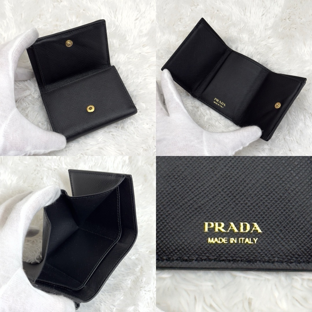 PRADA 三つ折り財布 ブラック サフィアーノレザー 今日24時まで値下げ