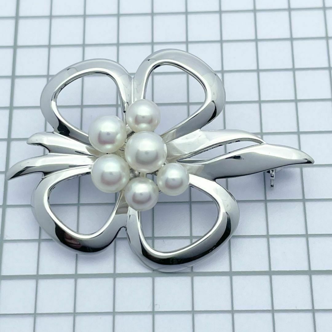 ミキモトMIKIMOTOパール リーフサークルシルバーブローチ