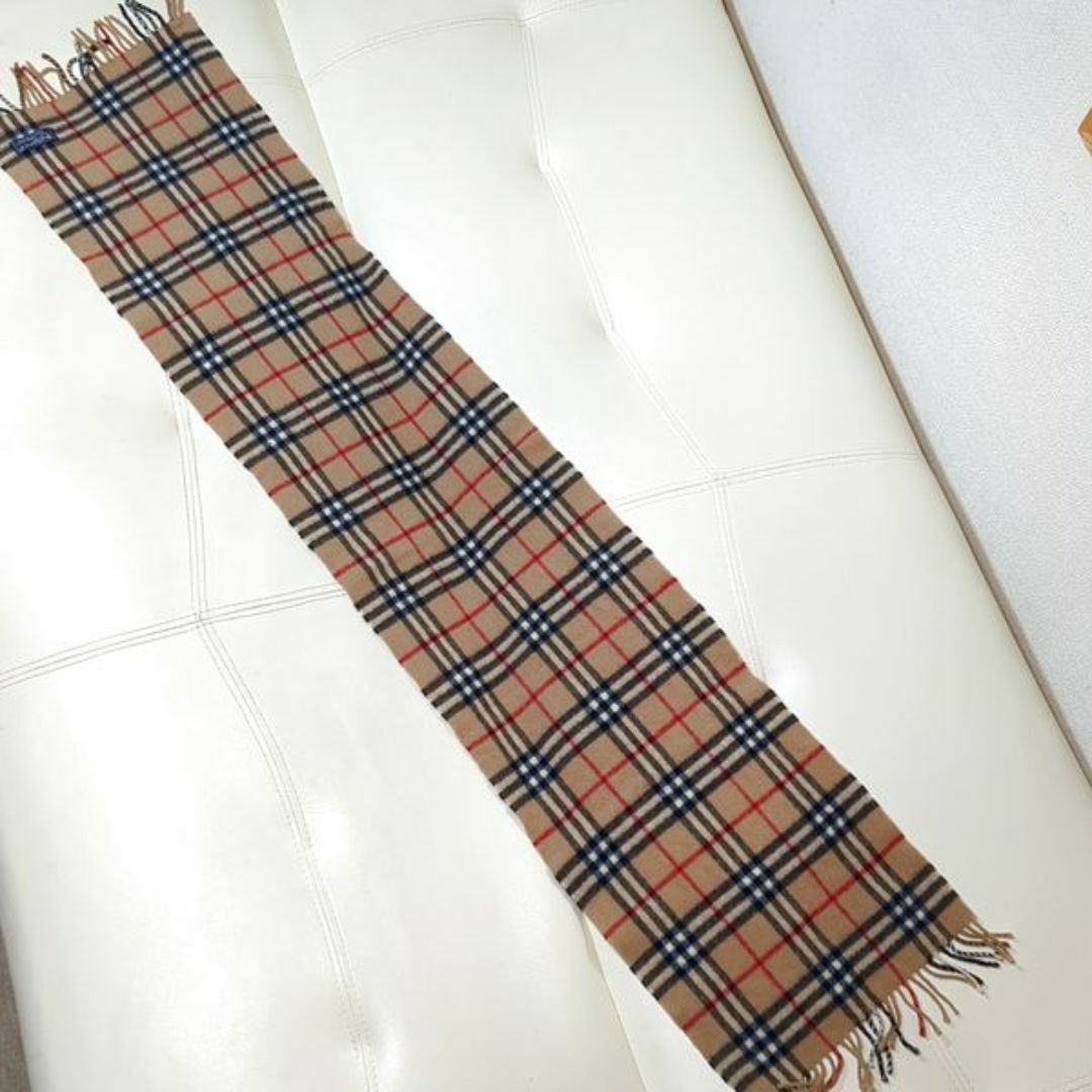 M0107B1 未使用☆バーバリーズ ラムウール製 ノバチェックマフラー