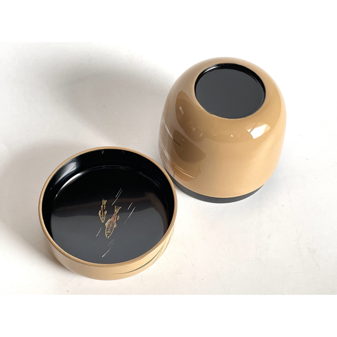 茶道具 越前蒔絵師 宮田宗景作 唐松蒔絵 中棗 共箱 V R5280 茶道具