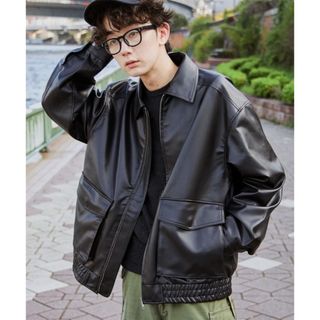 90s BANANA REPUBLICレザーカーコートXLブラックVINTAGE