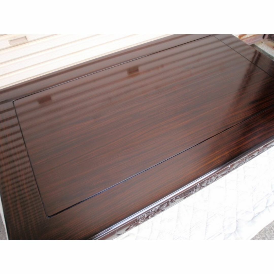 新品！半額以下！！黒檀 無垢 5尺(150巾)座敷机 太脚 座卓 検/