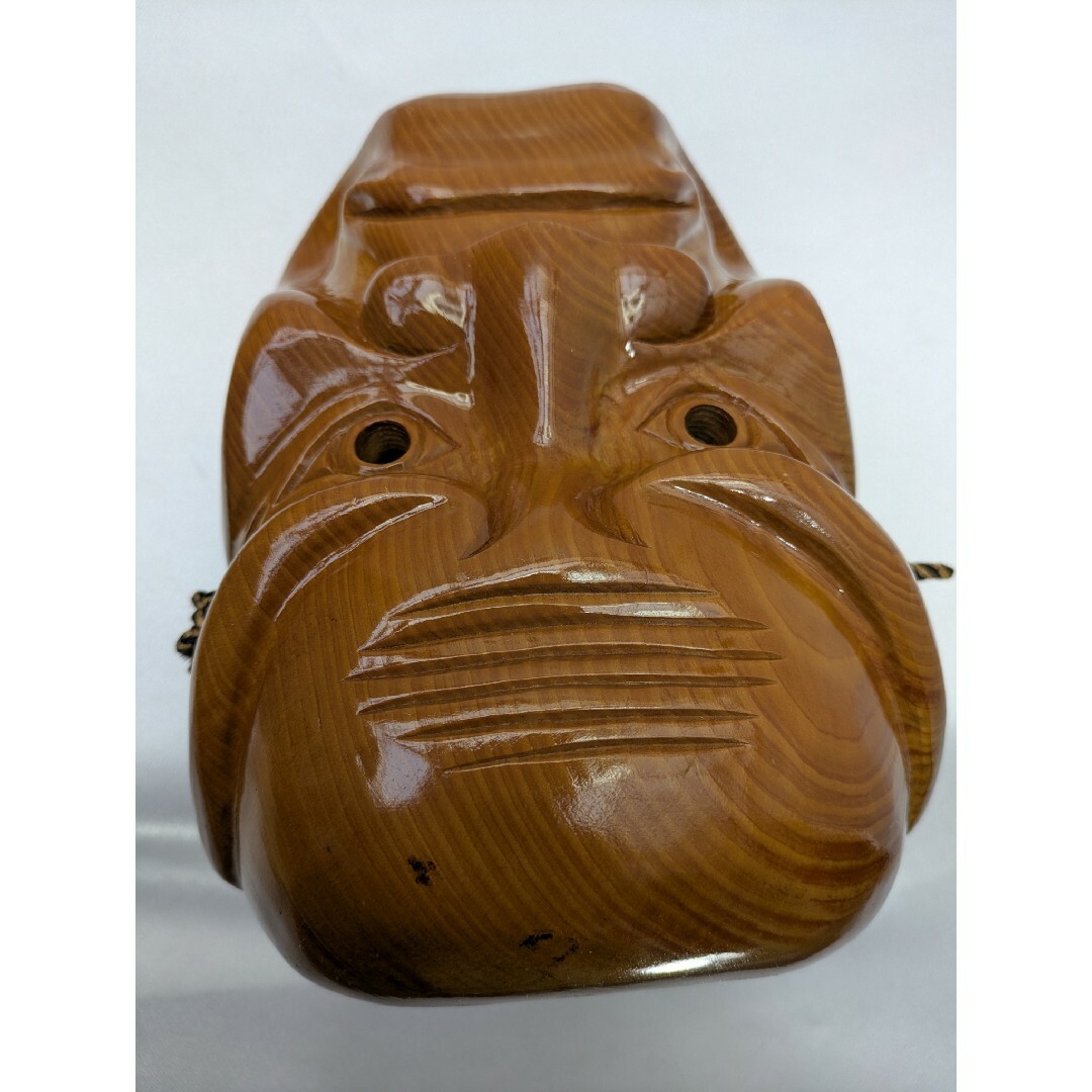 ☆b428、能面 おおべしみ 木彫 木製 茶色 能面 装飾用 【公式通販】