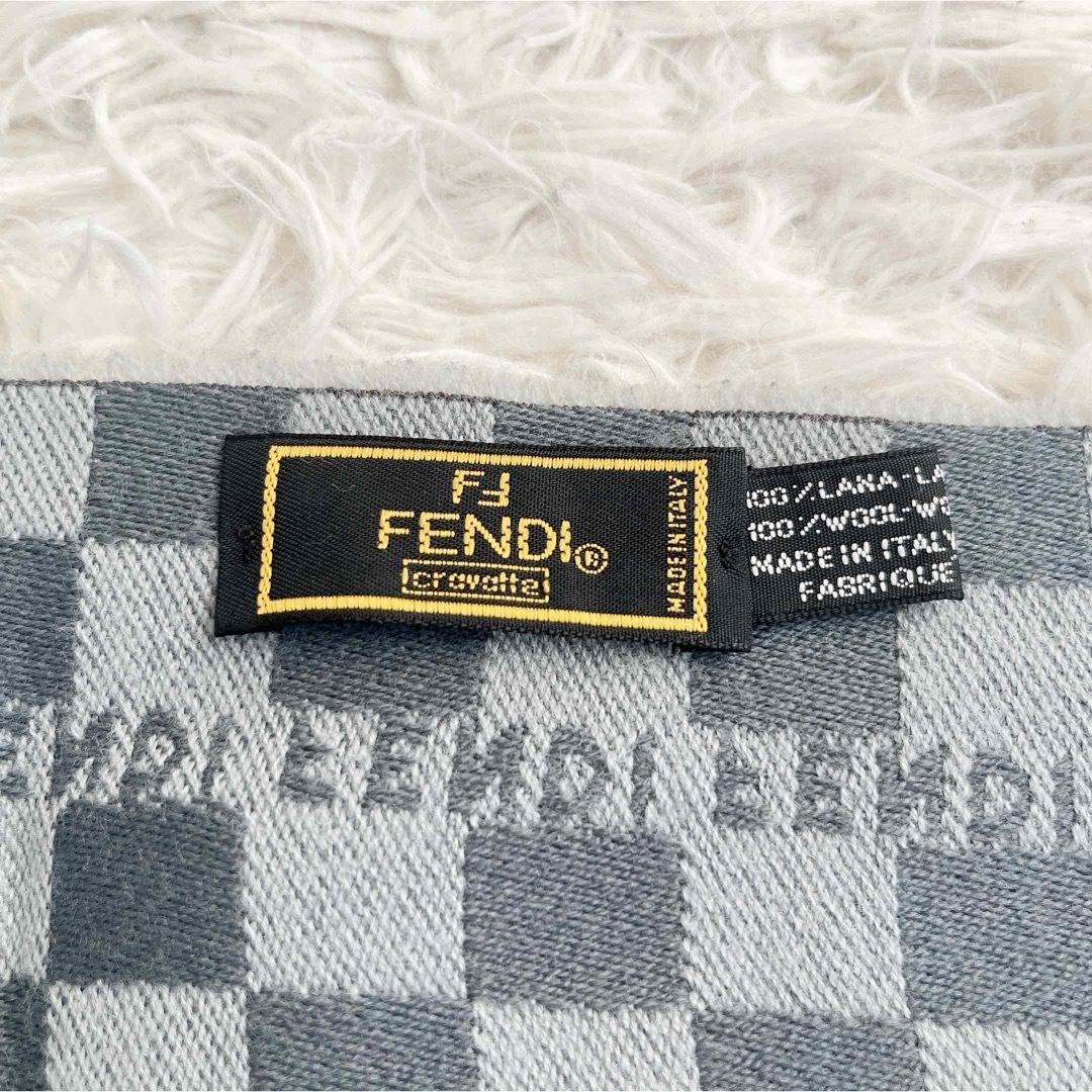 FENDI - イタリア製 フェンディ マフラー チェック柄 ロゴ入り