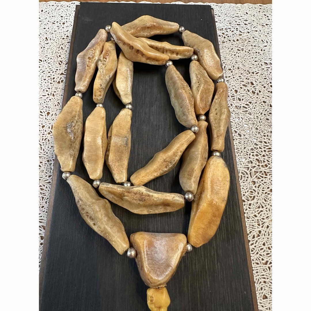 K-617希少 チベット オオカミ骨っ節 狼骨 ネックレス お守り 開運 魔除け