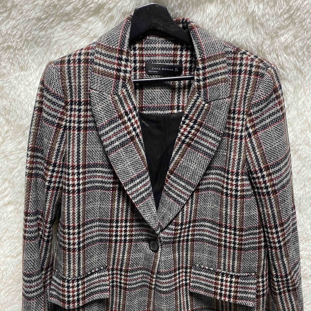 ZARA - 美品 ZARA WOMAN ザラ チェスターコート チェック柄 Lサイズの