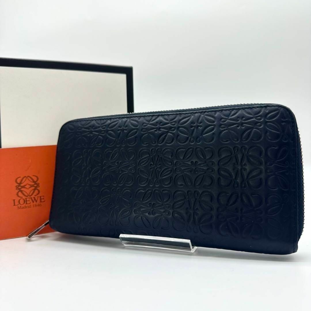 コーチ&ロエベ】長財布リピートアナグラムラウンドファスナーネイビー