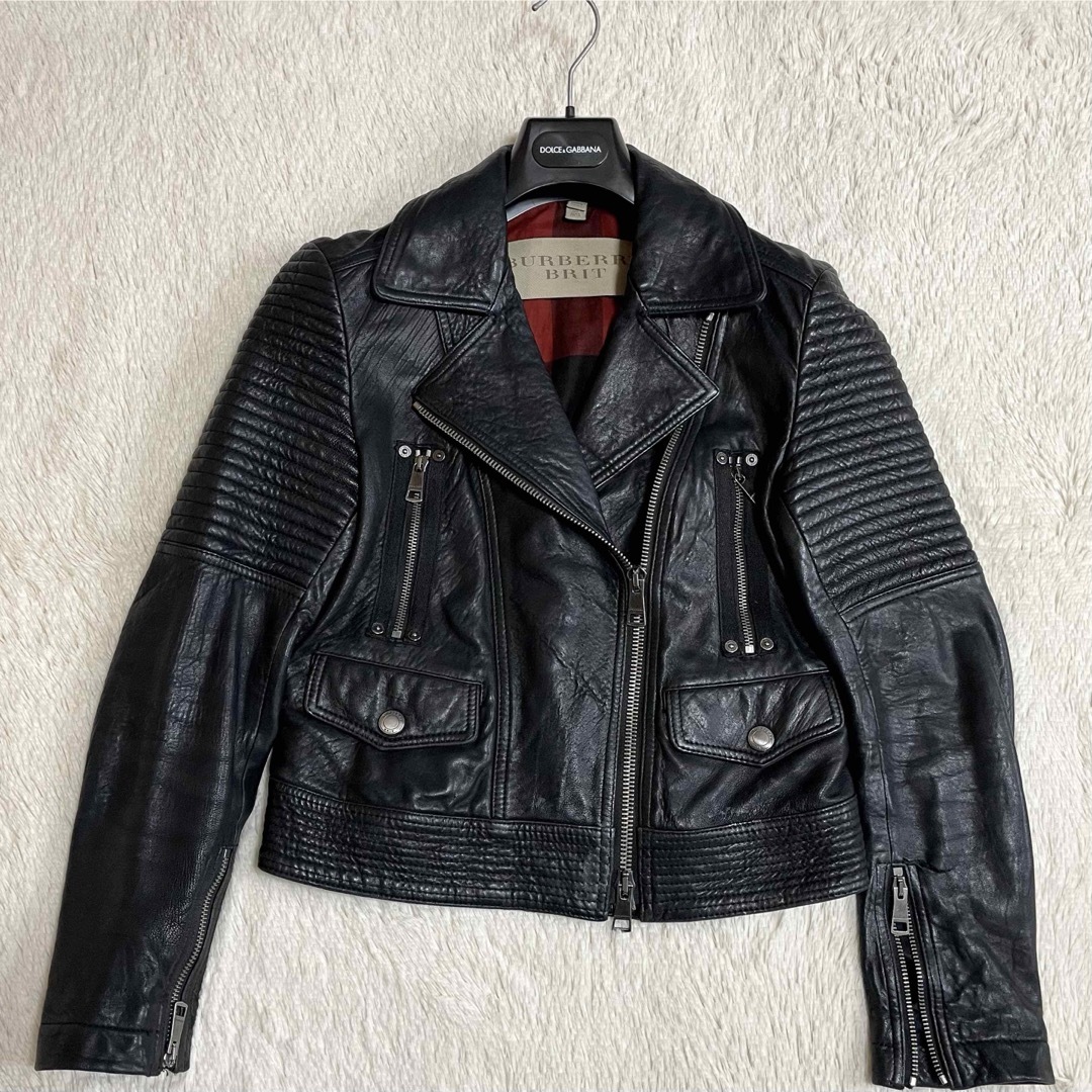 BURBERRY - 美品 希少 BURBERRY BRIT バイカー メガチェック レザー