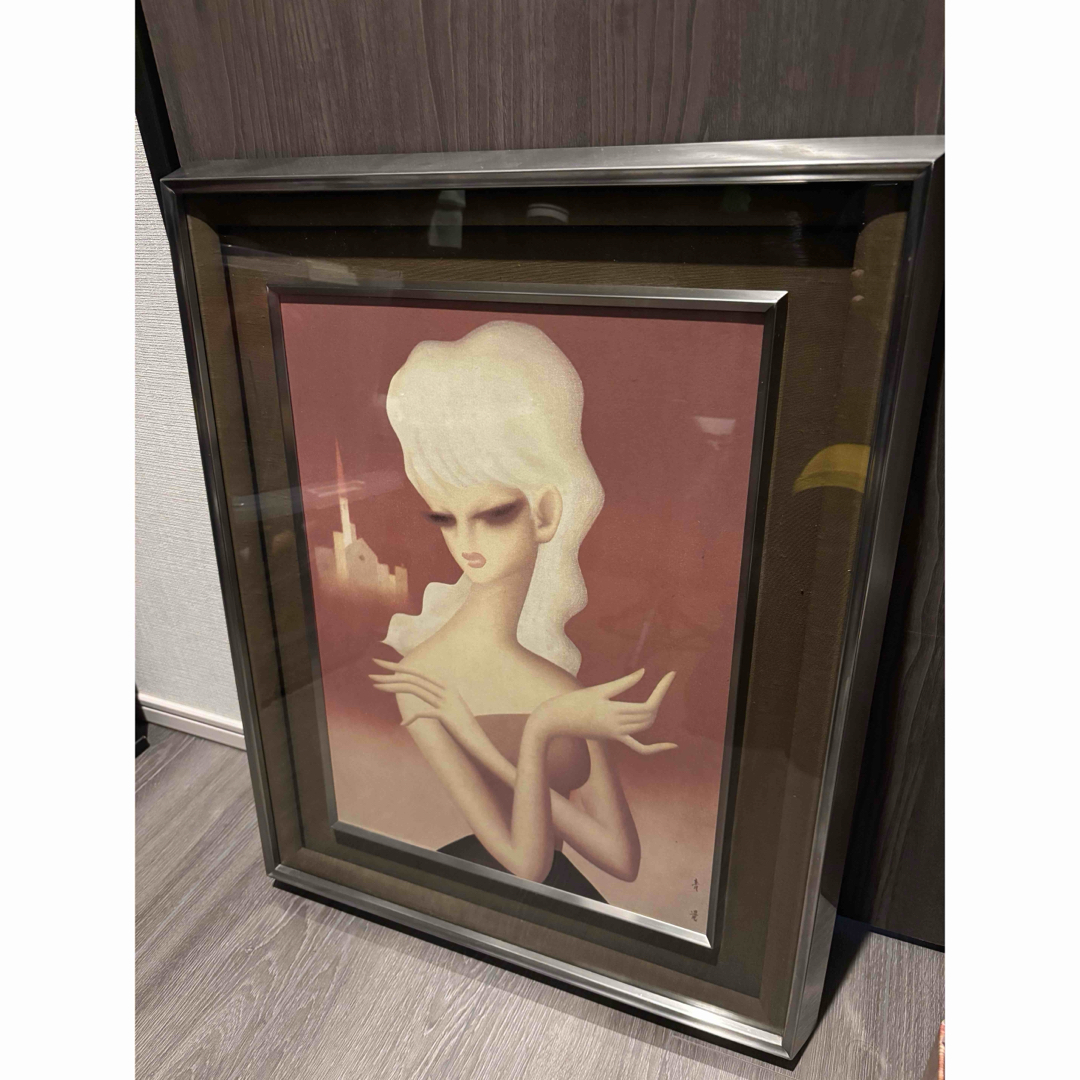 ◇東郷青児 【花炎】 油彩画 肉筆 東郷たまみ 鑑定シール付 F6号◇