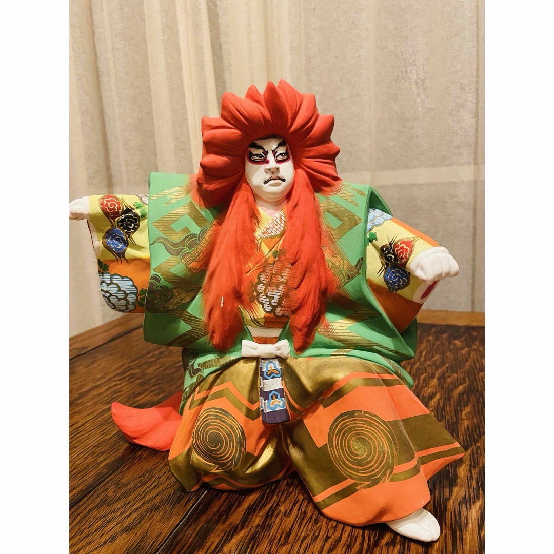 美品】博多人形 連獅子 川崎虎雄（乕雄）作 親獅子の精 仔