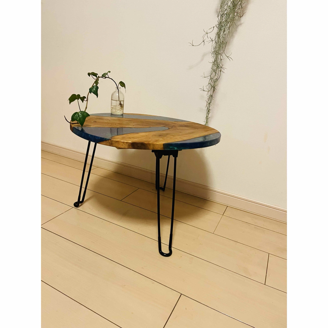 サイドテーブル ローテーブル 折りたたみテーブル レジンテーブル