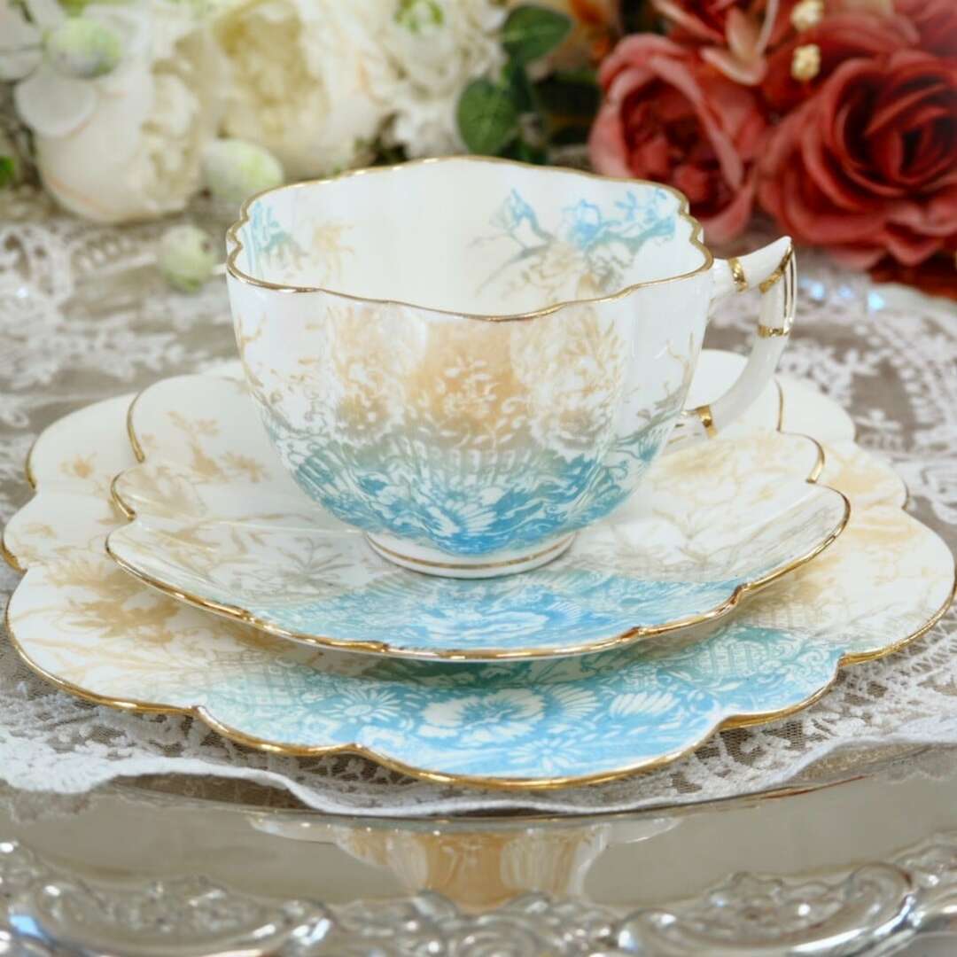 アンティーク ソサイエティシルク刺繍 3色菫 ヴィオラ リネン