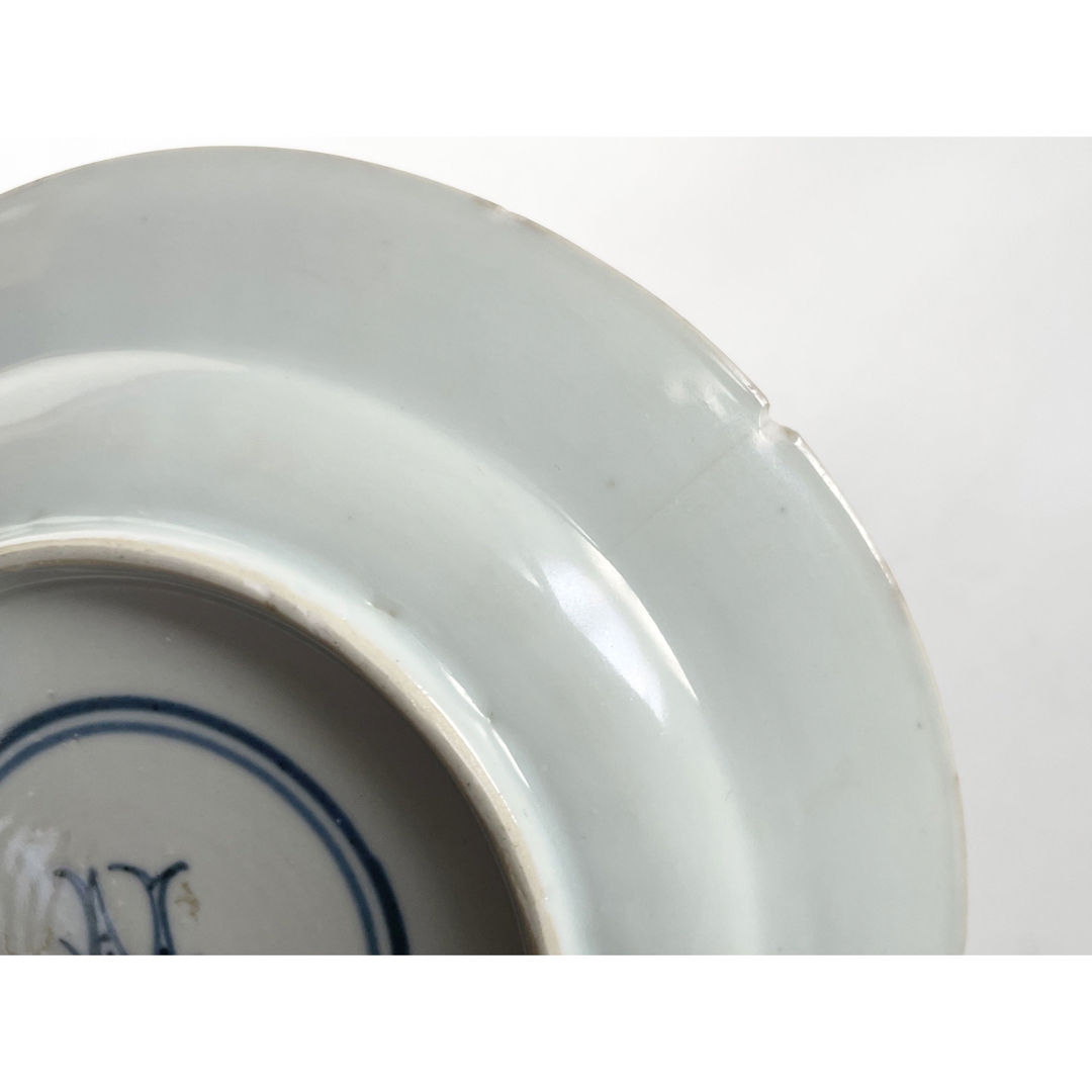 中国骨董 アンティーク 五彩 蝶々 宝文様 五寸皿 双魚印 中国 清朝