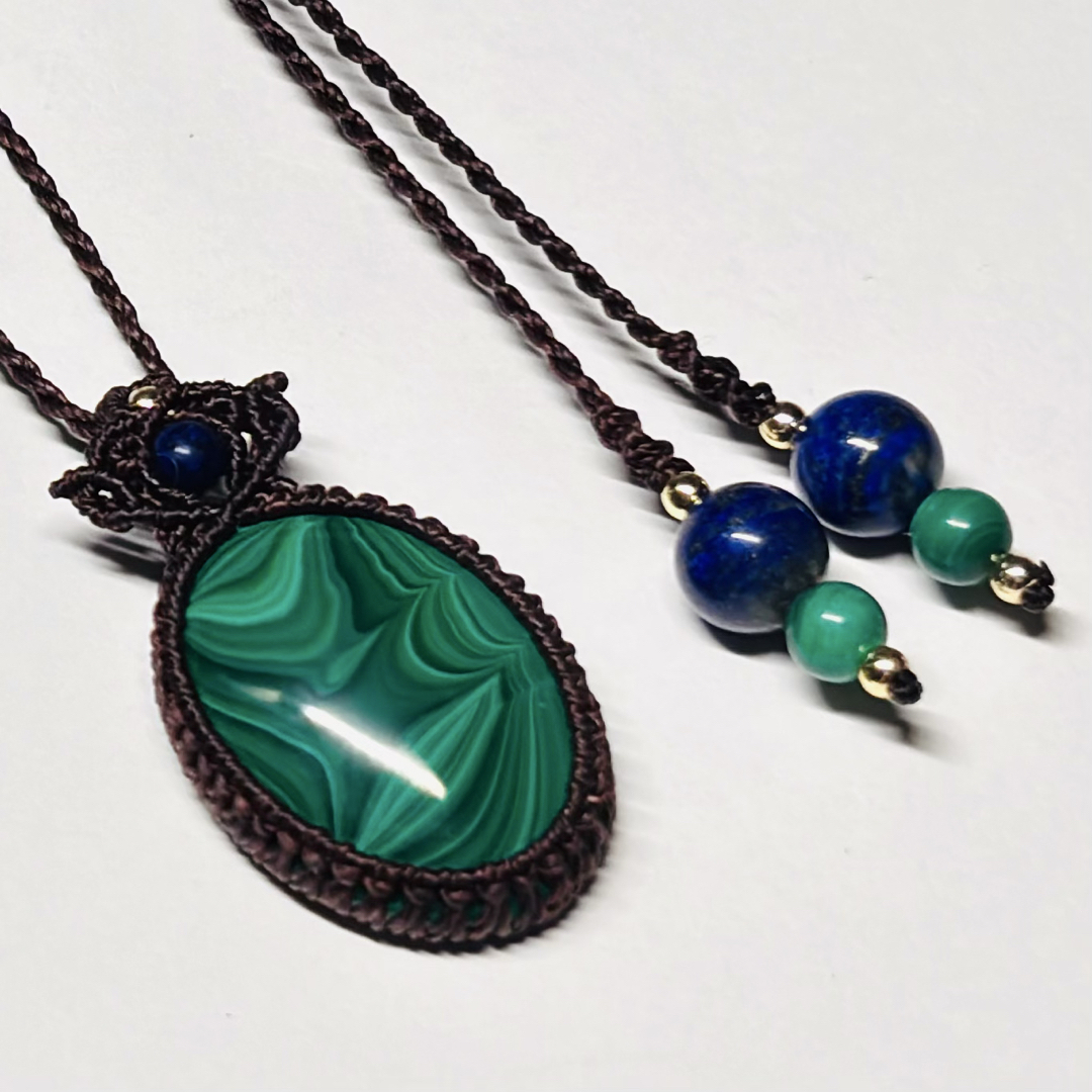 2227 ♡シャッタカイト&ラピスラズリ&マラカイト天然石♡マクラメ