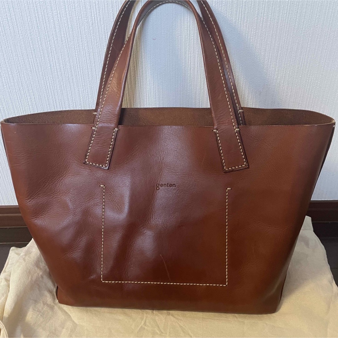 genten 赤 レザー トートバッグ genten 赤レザー カットアウト トート