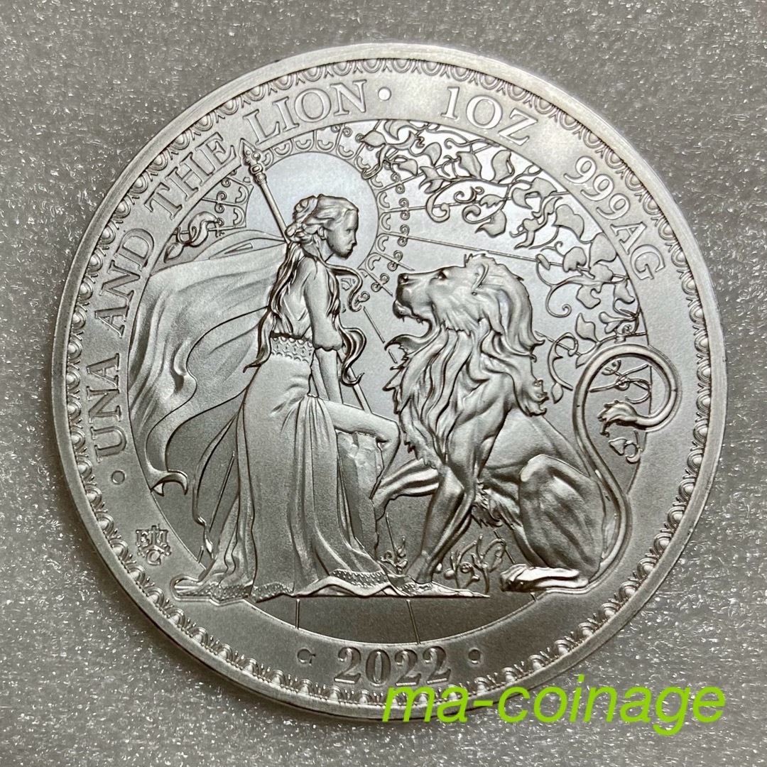 ウナとライオン 希少 2022年 セントヘレナ 純銀 1オンス 銀貨 2022年